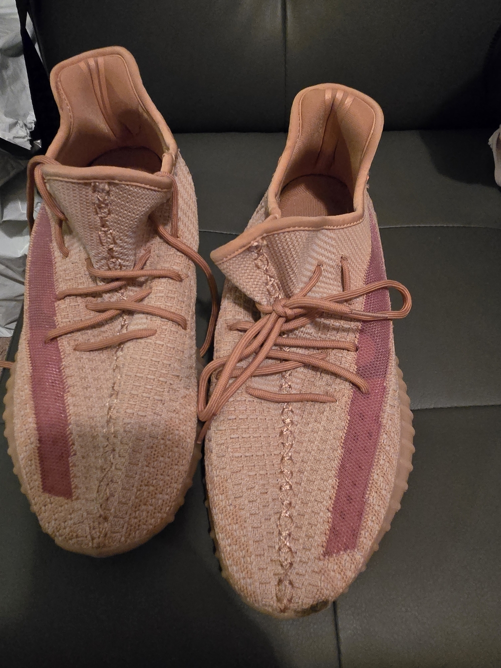 Yezzys 360 Knit Lace-Up Sneakers in Dusty Pink